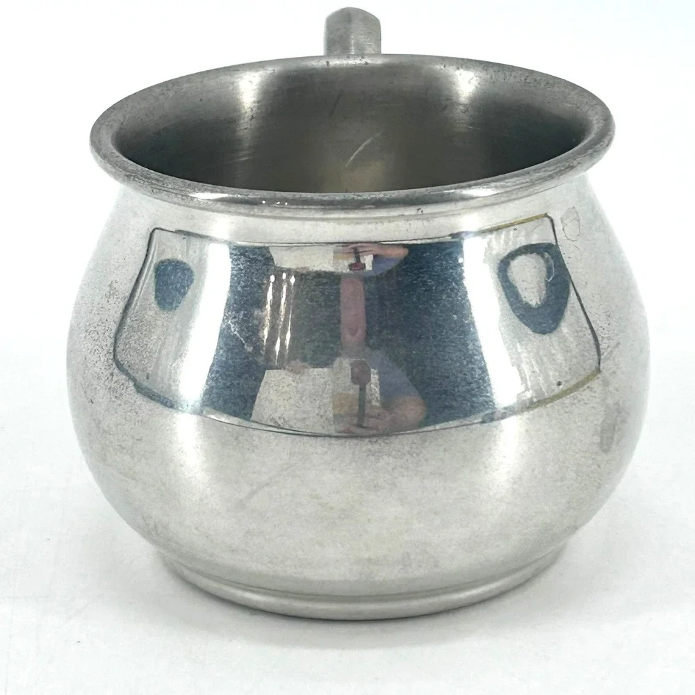 Web Pewter Co 1172 Baby Cup Bright Silver Tone Vintage Polished Metal Small Mug